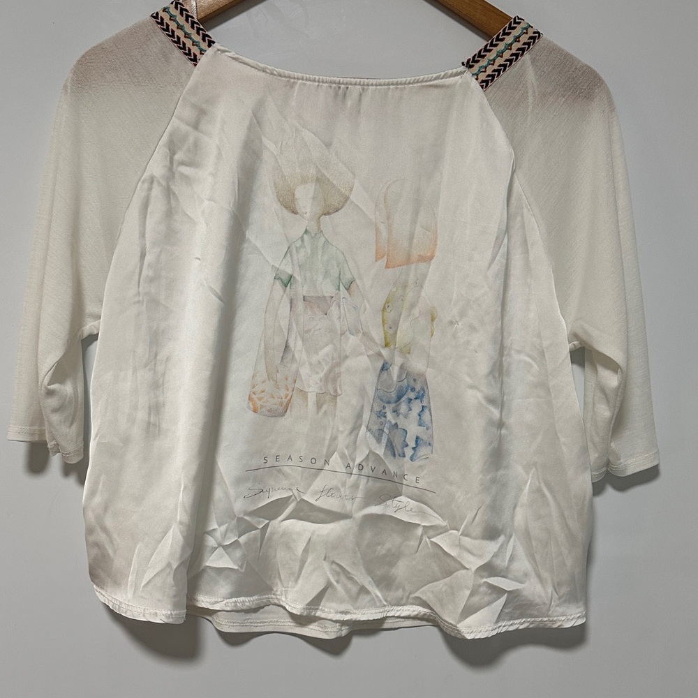 Zara White Blouse with Graphic Print